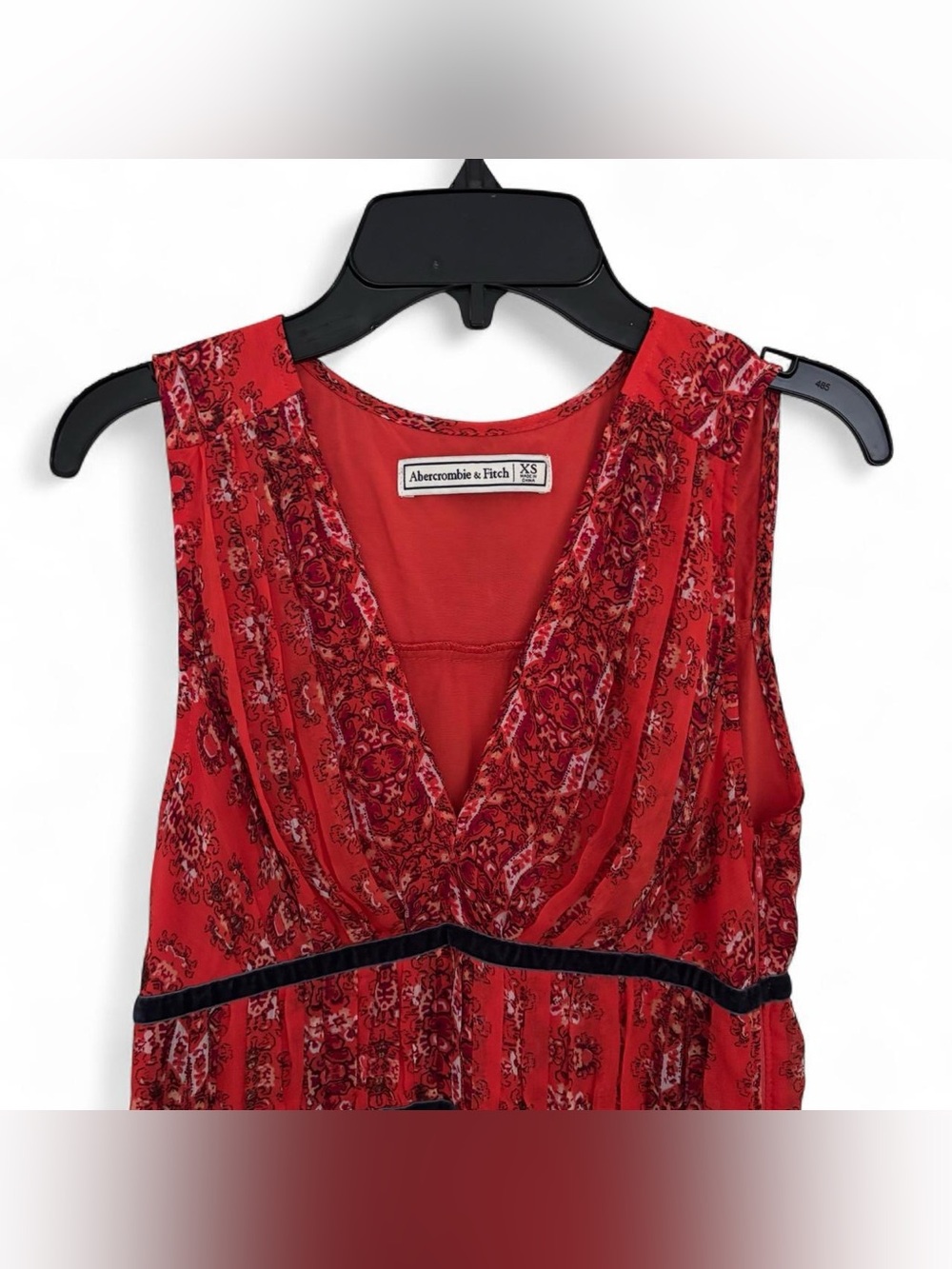 Abercrombie & Fitch Sleeveless Red V-Neck Floral Boho Dress - Picture 3 of 3